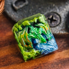 Green Dragon Artisan Keycap Breakwooden