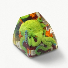 Green Octopus Artisan Keycap Breakwooden