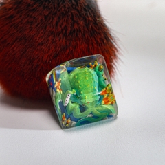 Green Octopus Artisan Keycap Breakwooden