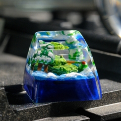 Green Tank Artisan Keycap Breakwooden