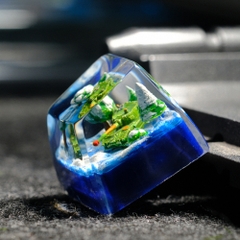 Green Tank Artisan Keycap Breakwooden