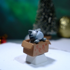 Grey Cat Artisan Keycap Breakwooden