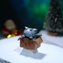 Grey Cat Artisan Keycap Breakwooden