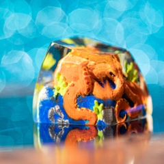 Orange Octopus Artisan Keycap Breakwooden