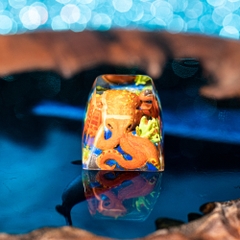 Orange Octopus Artisan Keycap Breakwooden