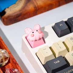 Pink Rabbit Artisan Keycap Breakwooden