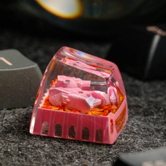 Pink Tank Artisan Keycap Breakwooden