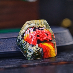 Red Dragon Artisan Keycap Breakwooden 2