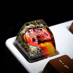 Red Dragon Artisan Keycap Breakwooden 7