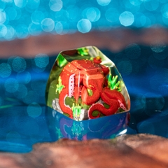 Red Octopus Artisan Keycap Breakwooden