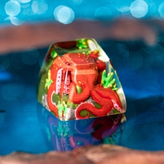 Red Octopus Artisan Keycap Breakwooden