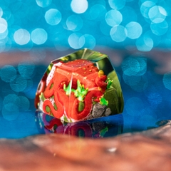 Red Octopus Artisan Keycap Breakwooden