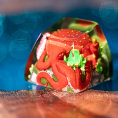 Red Octopus Artisan Keycap Breakwooden