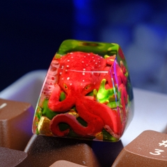 Red Octopus Artisan Keycap Breakwooden 4
