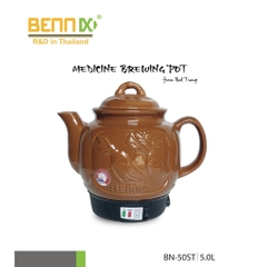 Ấm sắc thuốc điện BENNIX BN-50ST, gốm sứ Bát Tràng tráng men, 5 lít