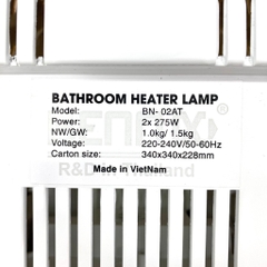 Đèn sưởi nhà tắm âm trần có điều khiển, bảo hành 5 năm. BENNIX BN-02AT-R