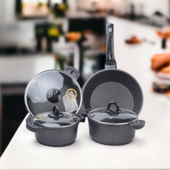 Bộ nồi đá chống dính cao cấp 4 món BENNIX Thailand, Bảo hành 12 tháng chính hãng