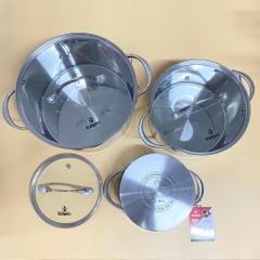 Bộ 3 Nồi Inox 304 Cao Cấp 5 Đáy Kalpen Slamer SM1 Size 16,20,24cm