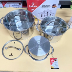 Bộ 3 Nồi Inox 304 Cao Cấp 5 Đáy Kalpen Slamer SM1 Size 16,20,24cm