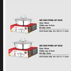 Chảo inox 304 liền khối- Xào,chiên rán, Lẩu - Kalpen KP-8528 size 28cm
