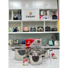 Bộ nồi inox 304 cao cấp 5 đáy Kalpen Mendy - MD1, Size 16-20-24Cm