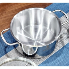 Bộ nồi 4 món inox 1 lớp: 3 Nồi 16-20-24cm và 1 xửng hấp 3 tầng 24cm Minata MPS1820-FL