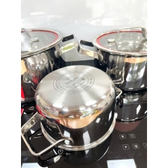 Bộ Nồi 3 Món Inox Liền khối Kalpen Emer EM1, Size 16-20-24Cm