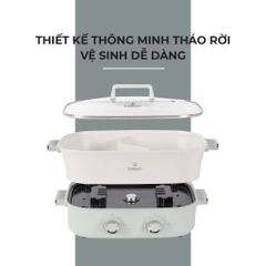 Bếp nướng lẩu 2 ngăn đa năng Kalpen PP66 2200w - 6,5 lít