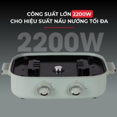 Bếp nướng lẩu 2 ngăn đa năng Kalpen PP66 2200w - 6,5 lít