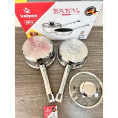 Bộ Nồi Chảo Cho Bé Ăn Dặm, Inox Liền Khối KALPEN BB14-14cm, Bảo hành 30 năm