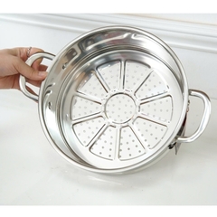 Bộ nồi 5 món inox liền khối, 3 nồi 16-20-24cm, 1 chảo 24cm, 1 xửng hấp 24cm KALPEN KF3