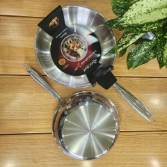 Chảo inox 304 liền khối đủ size 20/ 24/ 26/ 28/ 30cm KINGCOOK KPA1680-20/24/26/28