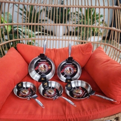 Chảo inox 304 liền khối đủ size 20/ 24/ 26/ 28/ 30cm KINGCOOK KPA1680-20/24/26/28