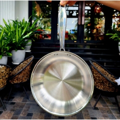Chảo inox 304 liền khối đủ size 20/ 24/ 26/ 28/ 30cm KINGCOOK KPA1680-20/24/26/28