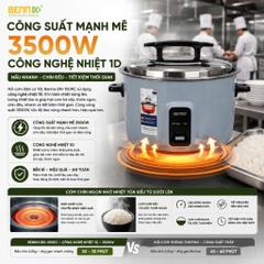Nồi cơm điện dung tích lớn 5,6L-10L cho quán xá, nhà hàng BENNIX BN-560RC/ 100RC, Bảo hành 12 tháng
