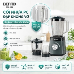Máy xay sinh tố 3 cối đa năng 1,5L BENNIX BN-822, Bảo hành 12 tháng