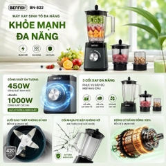 Máy xay sinh tố 3 cối đa năng 1,5L BENNIX BN-822, Bảo hành 12 tháng