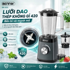 Máy xay sinh tố 3 cối đa năng 1,5L BENNIX BN-822, Bảo hành 12 tháng