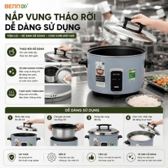 Nồi cơm điện dung tích lớn 5,6L-10L cho quán xá, nhà hàng BENNIX BN-560RC/ 100RC, Bảo hành 12 tháng