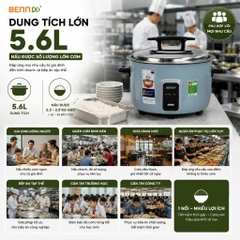 Nồi cơm điện dung tích lớn 5,6L-10L cho quán xá, nhà hàng BENNIX BN-560RC/ 100RC, Bảo hành 12 tháng