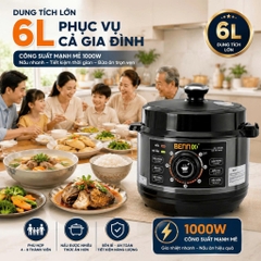 Nồi Áp Suất Điện Bennix BN-60SUS Dung Tích 6L - Lòng Nồi Inox 304 Cao Cấp Cao An Toàn, Ninh Hầm Đa Năng