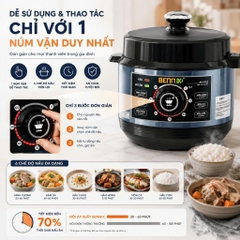 Nồi Áp Suất Điện Bennix BN-60SUS Dung Tích 6L - Lòng Nồi Inox 304 Cao Cấp Cao An Toàn, Ninh Hầm Đa Năng