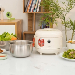 Nồi cơm điện lòng inox 304 liền khối 3 lớp Kalpen R16 1.2L cao cấp - 5 chế độ nấu cảm ứng, chống dính CNC, bảo hành 24T