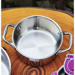 Bộ nồi 4 món inox 304 liền khối, 3 nồi 16-20-24cm và 1 chảo 26cm AULUX PS3-04