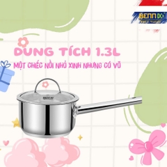 Nồi nấu bột cho bé 14cm inox 304 5 đáy đun bếp từ BENNIX BN-14SP