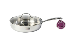 Chảo Inox 3 Lớp Đúc Liền Khối chống dính tự thân, kèm nắp vung kính AULUX TTB-26/28/30.