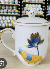 Ly Sứ In Logo nắp lửa viền vàng