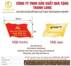 Huy Hiệu Lá Cờ Đúc Theo Yêu Cầu - Vinh Danh Đại Hội Đại Biểu Đảng Bộ Quân Khu 5 Lần Thứ XI