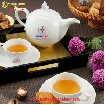 Bộ ấm trà sứ Minh Long - in logo Điện Lực