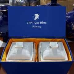Bộ Quà Tặng Bát Sứ Vuông - In logo VNPT Cao Bằng